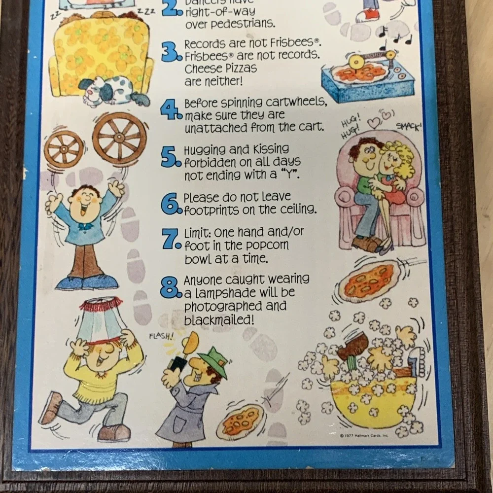 Vintage 1970s Rules For The Rec Room Wooden Plaque Retro Humorous Wall Decor